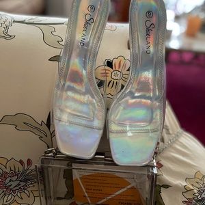 Clear slippers w clear handbag sandals worn once